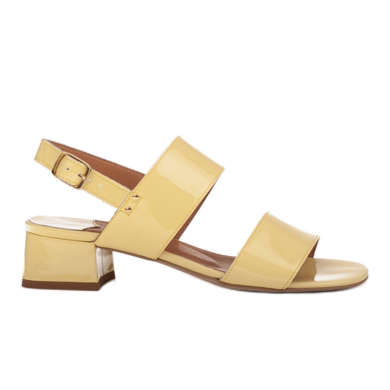 Marco Shoes Sandalias cinta con tacón revestido de piel amarillo