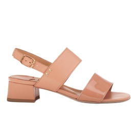 Marco Shoes Sandalias cinta con tacón revestido de piel naranja