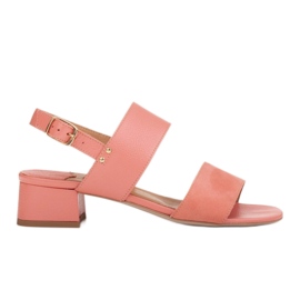 Marco Shoes Sandalias cinta con tacón revestido de piel rosa Marco Shoes Sandalias cinta con tacón revestido de piel rosa