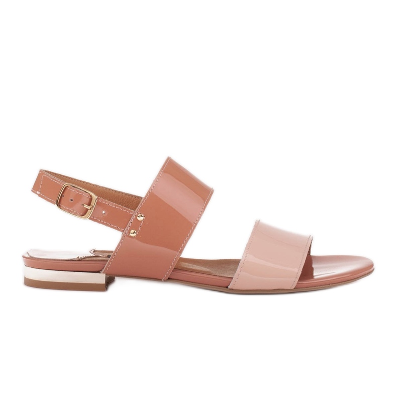 Marco Shoes Sandalias planas con laca y tacón metalizado beige