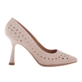 Marco Shoes Stilettos de ante natural con perforaciones decorativas beige