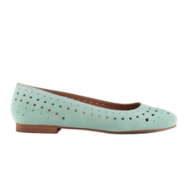 Marco Shoes Bailarinas de mujer con perforaciones en la parte superior verde Marco Shoes Bailarinas de mujer con perforaciones en la parte superior verde
