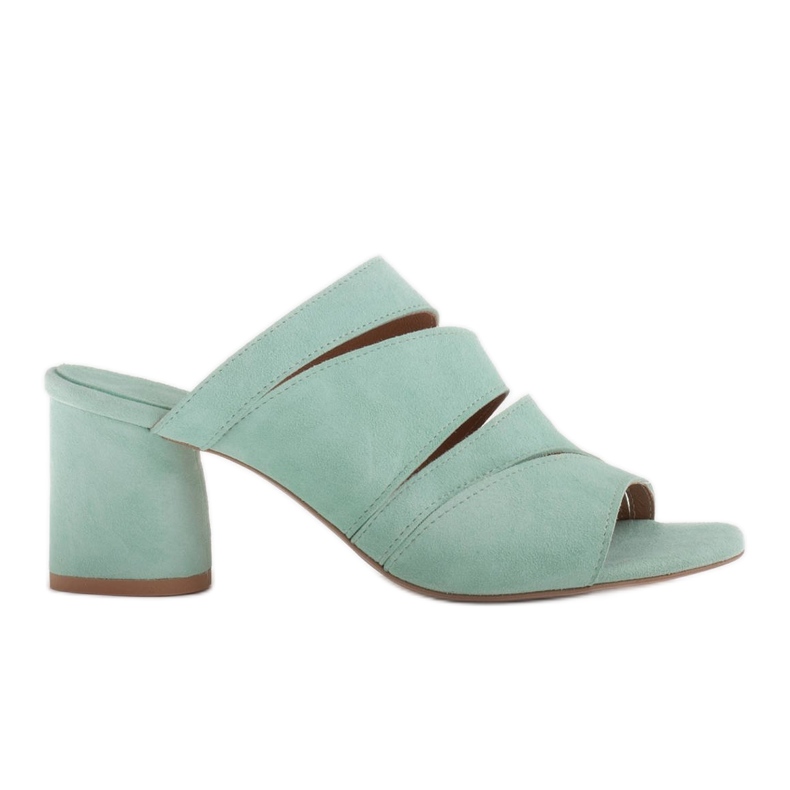 Marco Shoes Pantuflas mujer piel, corte rayas verde