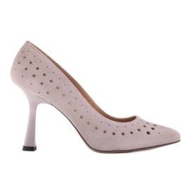 Marco Shoes Stilettos de ante natural con perforaciones decorativas gris
