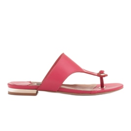 Marco Shoes Chanclas planas de piel con tacón metalizado rosado