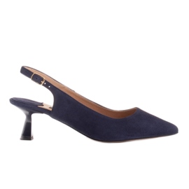 Marco Shoes Zapatos de salón hechos de delicada gamuza con correa azul marino