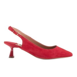 Marco Shoes Zapatos de salón hechos de delicada gamuza con correa rojo Marco Shoes Zapatos de salón hechos de delicada gamuza con correa rojo