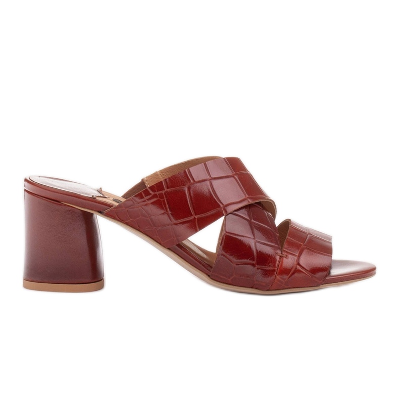 Marco Shoes Pantuflas de piel para mujer confeccionadas en piel con rayas cortadas rojo Marco Shoes Pantuflas de piel para mujer confeccionadas en piel con rayas cortadas rojo