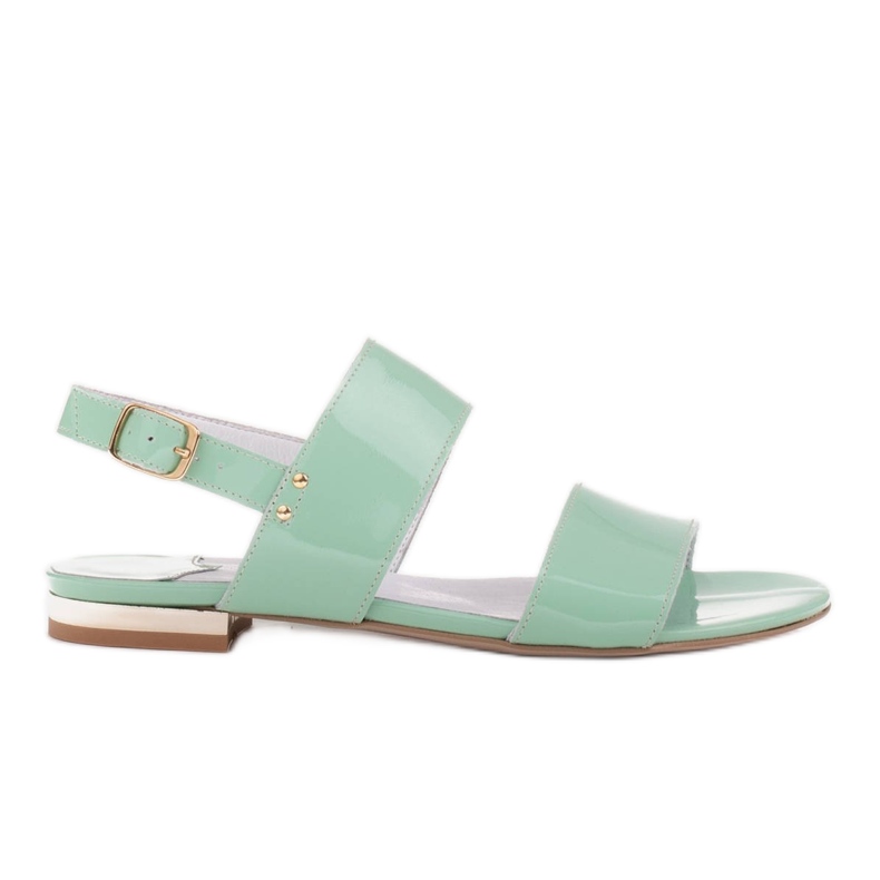 Marco Shoes Sandalias planas con laca y tacón metalizado verde