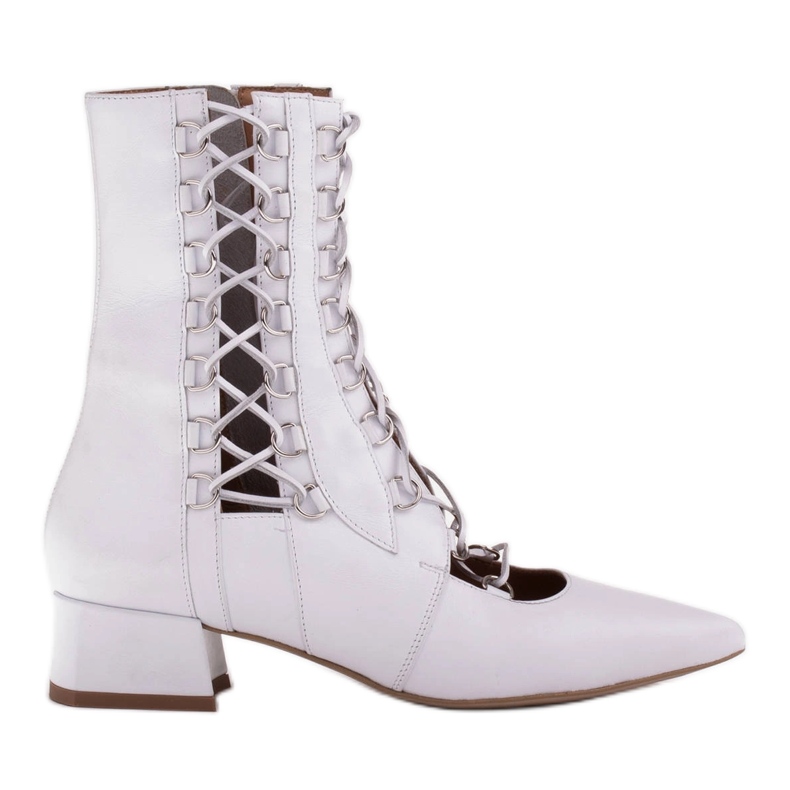 Marco Shoes Botas trenzadas con correa blanco Marco Shoes Botas trenzadas con correa blanco