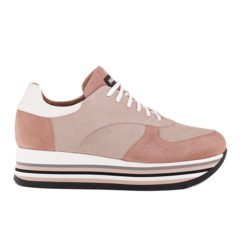 Marco Shoes Zapatillas de suela gruesa de cuero natural beige