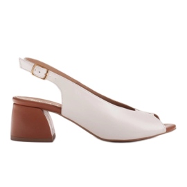 Marco Shoes Sandalias 1573P de piel blanca con tacón estable blanco