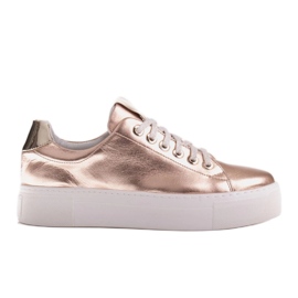 Marco Shoes Zapatillas de mujer de piel auténtica con suela gruesa dorado