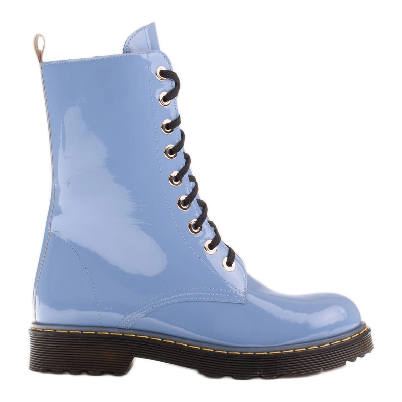 Marco Shoes Botines altos, botas atadas a suela translúcida azul