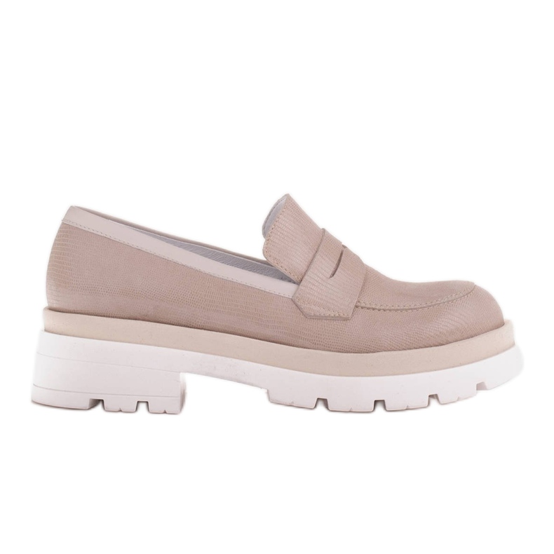 Marco Shoes Zapatos de ante con patrón en suela gruesa beige