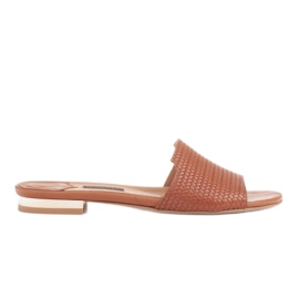 Marco Shoes Pantuflas de mujer elegantes de piel marrón