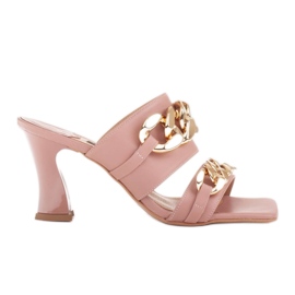 Marco Shoes Zapatillas de mujer de piel con cadena decorativa rosado