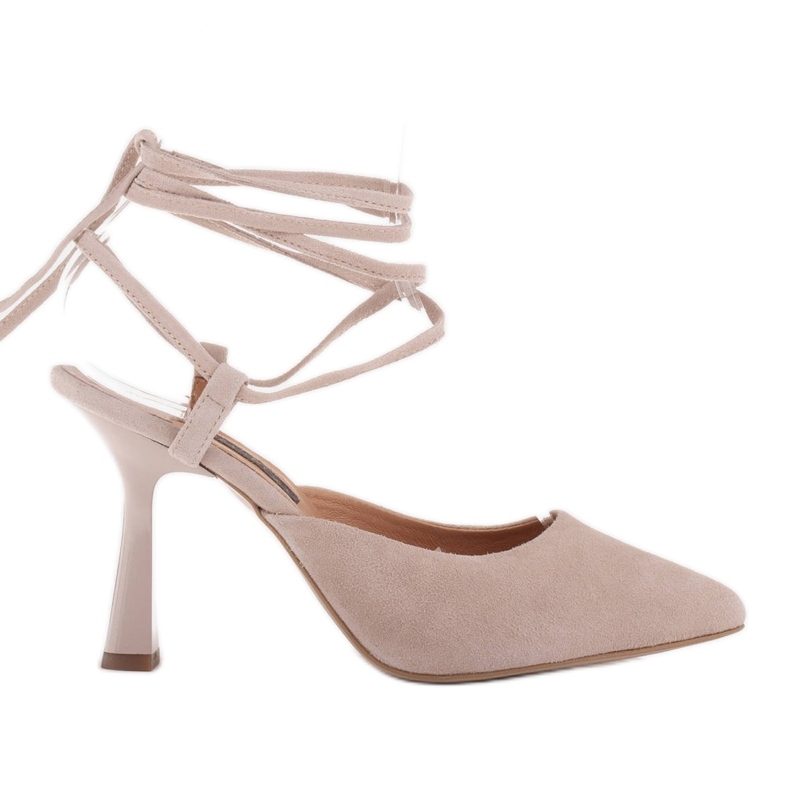 Marco Shoes Bombas atadas alrededor del tobillo beige