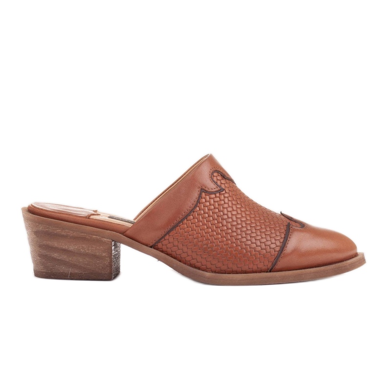 Marco Shoes Zapatilla mujer piel tacon con ranuras marrón