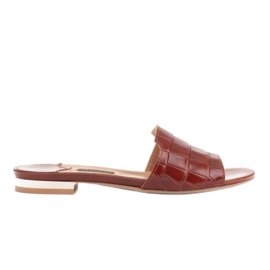 Marco Shoes Pantuflas de mujer elegantes de piel marrón