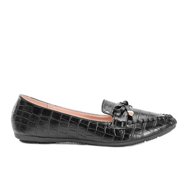 Mocasines negros con estampado de piel de cocodrilo Miriam
