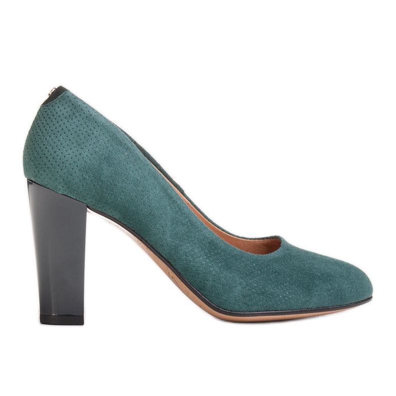 Marco Shoes Zapatos de salón 777P verdes hechos de cuero de gamuza único con lunares 3D