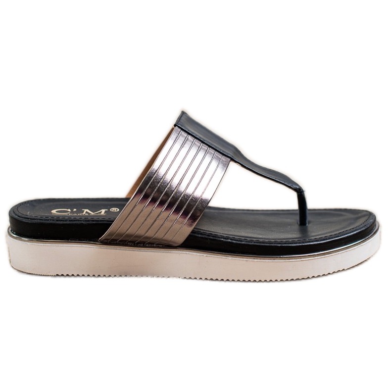Cm Paris Cómodas chanclas de cuero ecológico negro