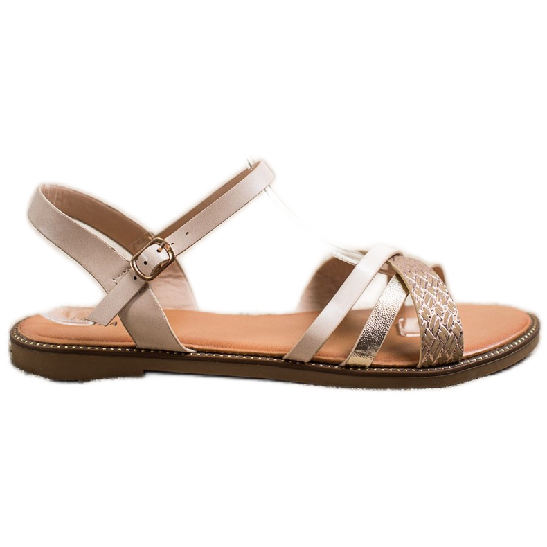 Laura Mode Sandalias casuales beige dorado