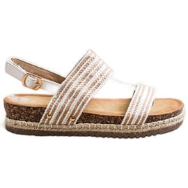 SHELOVET Sandalias cómodas con hebilla blanco marrón