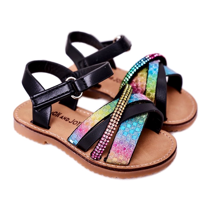 FR1 Sandalias Infantiles Con Lentejuelas Becky Negra negro azul rosado verde