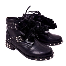 Botas cálidas para niños con tachuelas Lu Boo Black negro Botas cálidas para niños con tachuelas Lu Boo Black negro