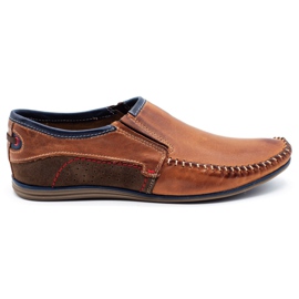 KOMODO Zapatos de cuero para hombre 847 marrón azul marino