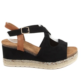 Alpargatas negras con cuñas YL90 Black negro