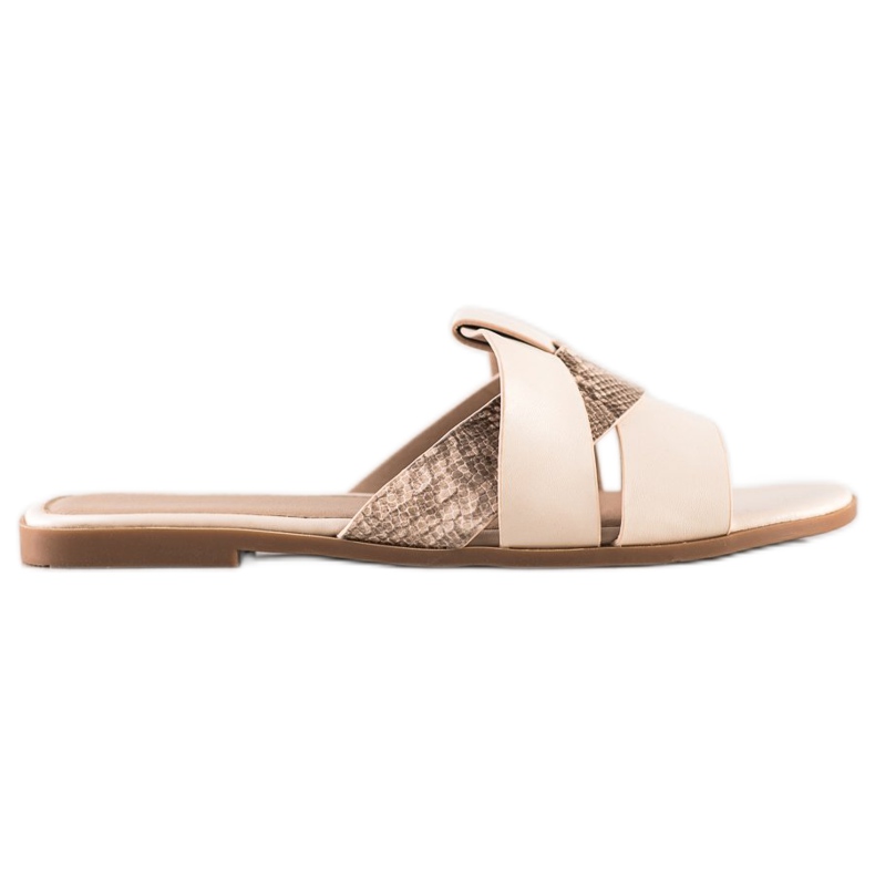 SHELOVET Pantuflas con inserto de estampado de serpiente beige