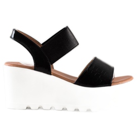 Weide Sandalias ligeras en una cuña blanca negro