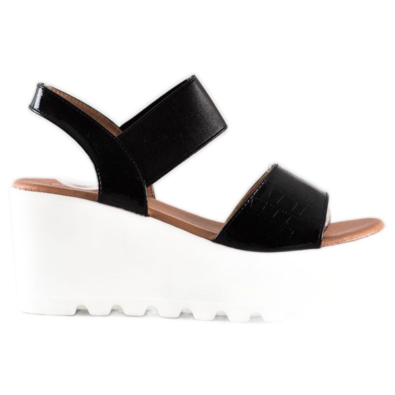 Weide Sandalias ligeras en una cuña blanca negro Weide Sandalias ligeras en una cuña blanca negro