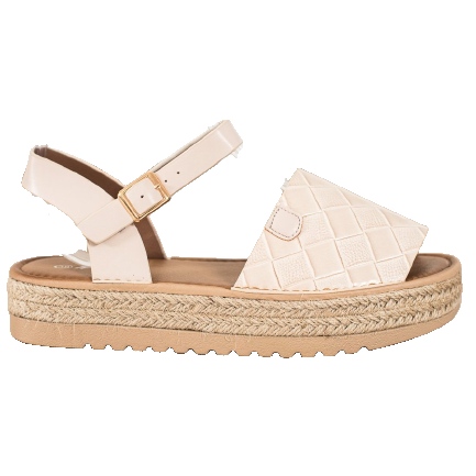SHELOVET Sandalias Alpargatas Con Piel Ecológica beige