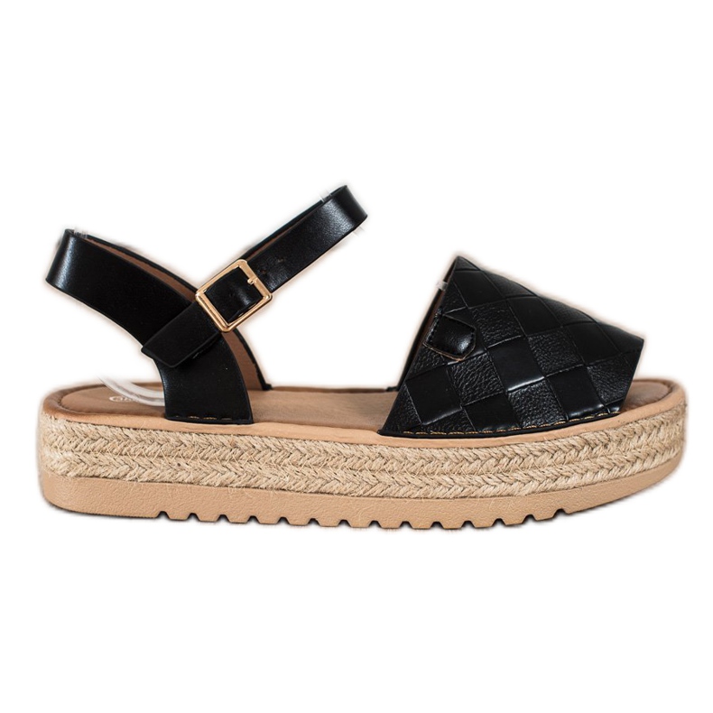 SHELOVET Sandalias Alpargatas Con Piel Ecológica negro