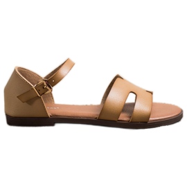 Ideal Shoes Sandalias clásicas de cuero ecológico marrón Ideal Shoes Sandalias clásicas de cuero ecológico marrón