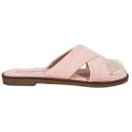 Ideal Shoes Pantuflas de gamuza elegantes rosa