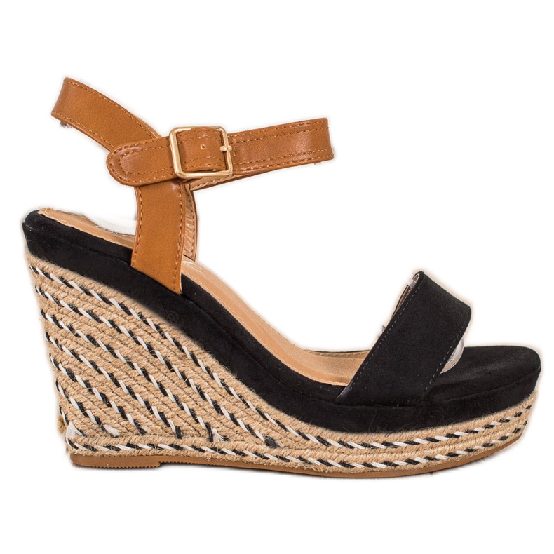 SHELOVET Alpargatas en sandalias de cuña negro