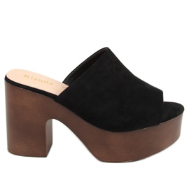 Negro F8202 Zapatilla zuecos negros