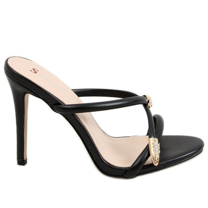 Black M311P Pantuflas negras con alfiler negro Black M311P Pantuflas negras con alfiler negro