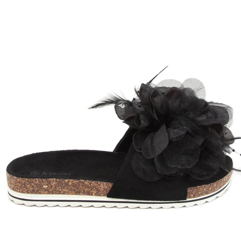 Pantuflas de corcho negro con flores CK113P Negro Pantuflas de corcho negro con flores CK113P Negro