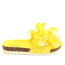 Zapatillas de corcho con flores amarillo CK113P Amarillo