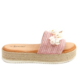 Pantuflas alpargatas con conchas rosas CK117P Rosa