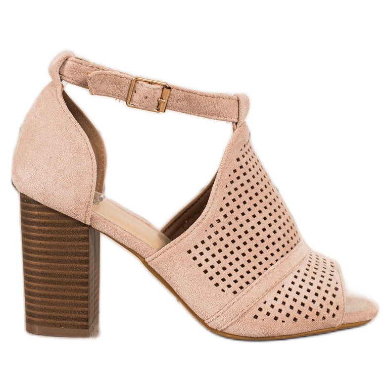 SHELOVET Sandalias empotradas caladas beige