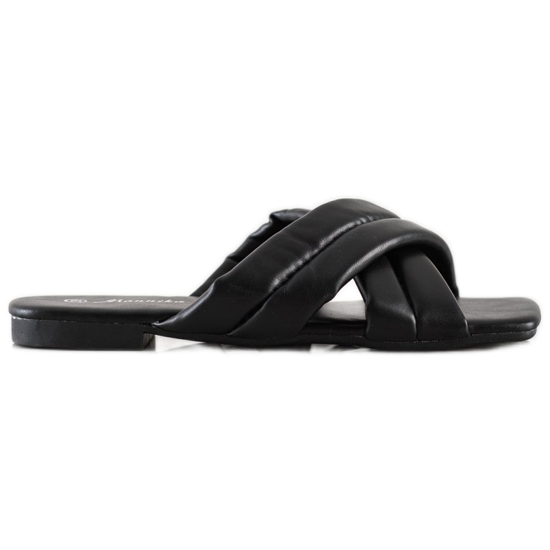 Mannika Zapatillas cómodas de piel ecológica negro