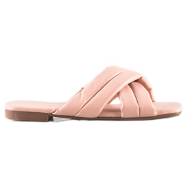 Mannika Zapatillas cómodas de piel ecológica rosado