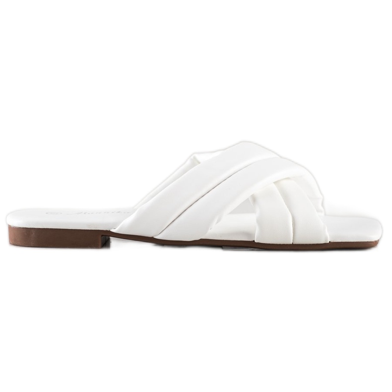 Mannika Zapatillas cómodas de piel ecológica blanco